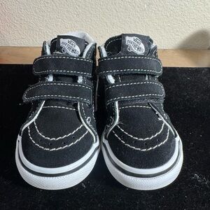 Vans Off The Wall Toddler Sz 6 Hi Top Black & White Suede Casual Shoes Sneakers